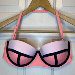 Victoria’s Secret 34D The Flirt Bandeau Colorblock Bikini Top W/Strap Underwire